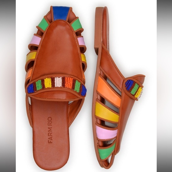 FARM Rio Shoes - Farm Rio Women's Rust Rainbow Beaded Mule